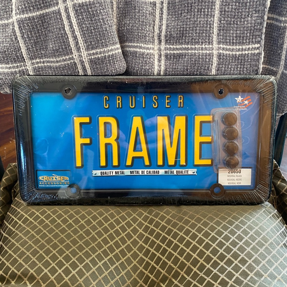 NWT=Cruiser Accessories Black Metal License Plate Frame